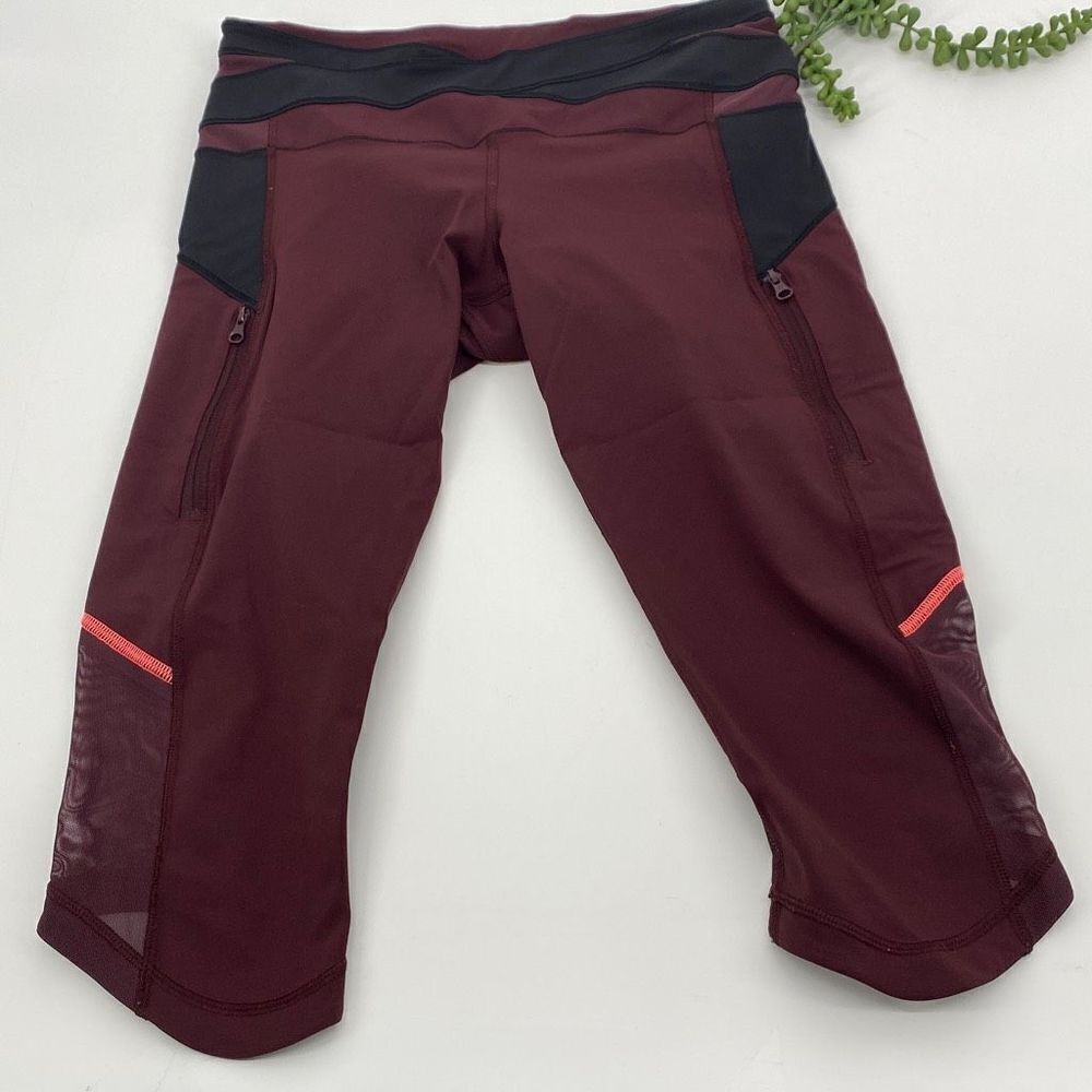 Lululemon Kris Cross Crop Legging Full-On Luxtreme Bordeaux Drama Black Size 6
